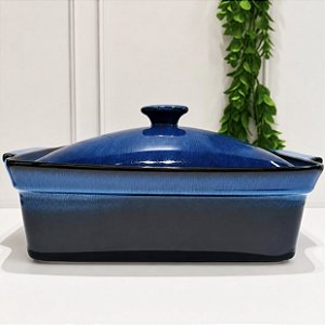 Caçarola cerâmica azul 36x25