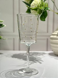 Taça vidro transparente c/ ponto dourado 320 ml