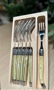 Cj 6 garfos luxo em bandeja Marfim