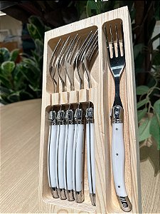 Cj 6 garfos luxo em bandeja Branco