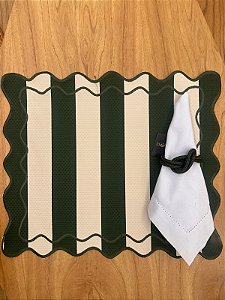 Americano retangular courino listrado verde