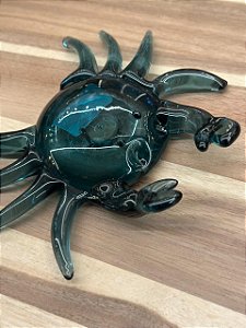 Peça decorativa vidro caranguejo azul
