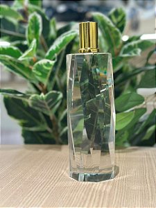 Peça decorativa cristal c/ metal dourado