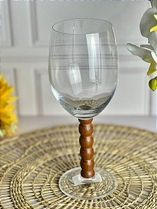 Taça vidro haste madeira esfera 510ml
