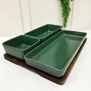 Petisqueira retangular base mad verde