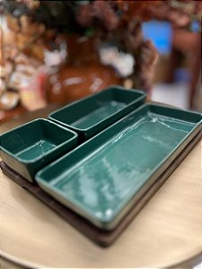 Petisqueira retangular base mad verde