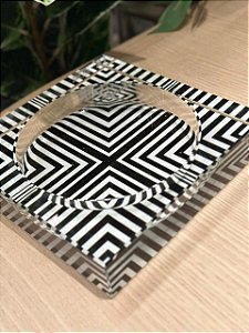 Peça decor vidro cinzeiro trasp xadrez