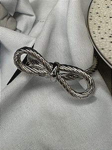 Porta Guardanapo metal laço prateado