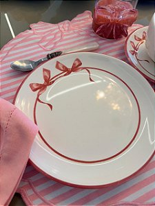 Prato Sobremesa Laço Rosa