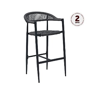 Banqueta Trancoso Corda Grafite Base Grafite