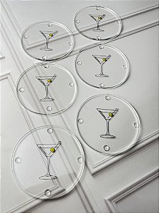 Set 6 porta copos drink acrílico