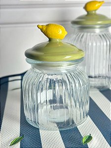 Pote vidro canelado limone 600 ml