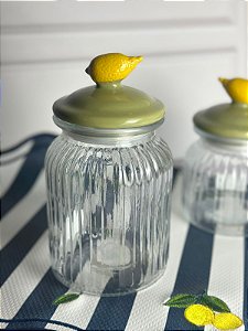 Pote vidro canelado limone 900 ml