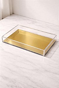 Bandeja decor acrílico dourado