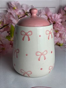 Pote decorativo laço rosa
