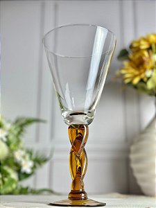 Taça vidro transparente trança laranja 390 ml