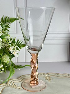 Taça vidro transparente trança rosa 390 ml