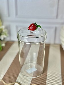 Pote borossilicato com tampa morango 750 ml