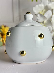 Açucareiro artesanal poá dourado