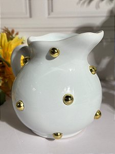 Leiteira artesanal poá dourado