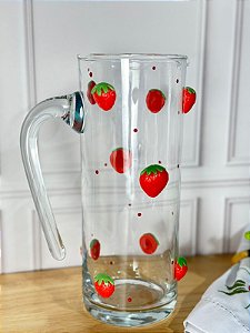Jarra artesanal vidro com morango