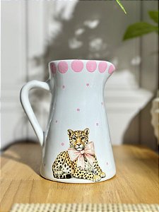 Jarra artesanal onça laço rosa