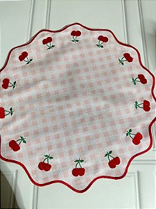 Americano redondo xadrez rosa com cereja