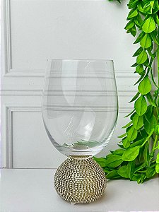Taça vidro strass dourado 496 ml