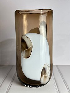 Vaso decorativo marrom e branco