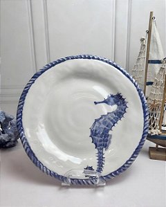 Prato Melamina Raso Cavalo Marinho Azul