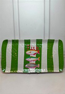 Travessa Melamina Retangular Peixes Verde