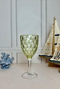 Taça Longa em Acrílico Lapidada Círculo - Verde