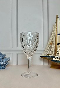 Taça Longa em Acrílico Lapidada Círculos - Transparente