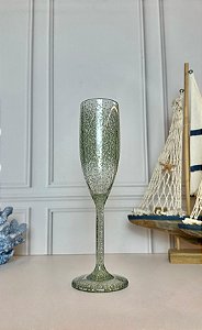 Taça Champanhe Acrílico Bolhas - Verde