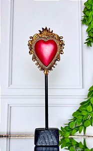 Sagrado coração poliresina vermelho/ dourado