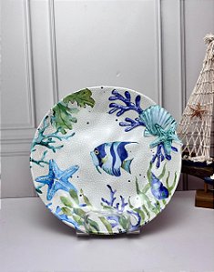 Prato em melamina desenho peixe e estrela