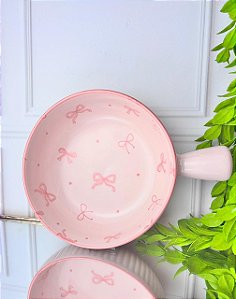 Panelinha de cerâmica laço fundo rosa