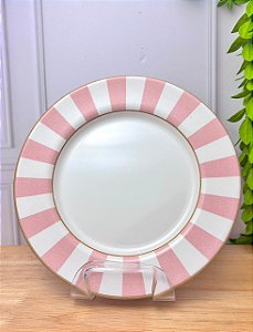 Prato sobremesa stripe rosa