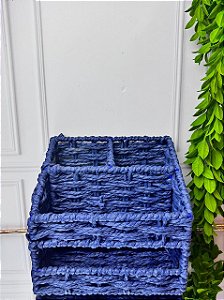 Porta talheres quadrado palha cestaria