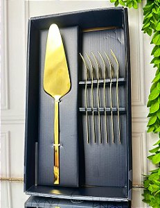 Conjunto 7 peças espátula p/ bolo e 6 garfos firenze