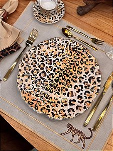 Prato raso Jaguar dore estampado