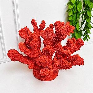 Escultura coral em resina vermelho