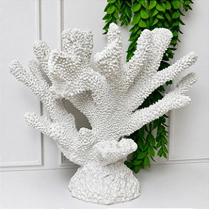 Escultura decor polirresina coral branco