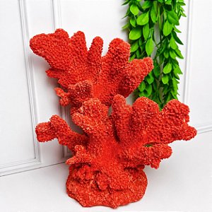 Escultura coral em resina vermelho