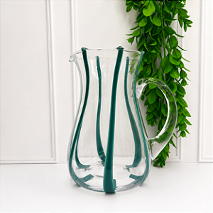 Jarra Vidro Transparente Listra Verde 1970ML