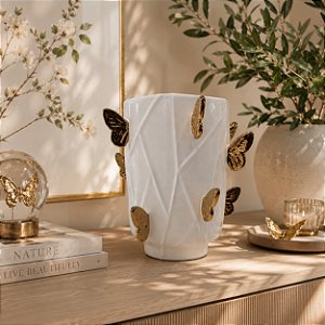 Vaso decorativo cerâmica borboleta