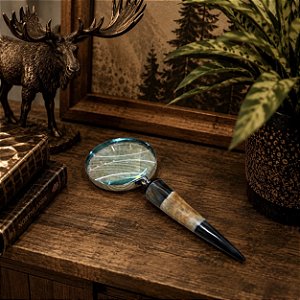 Lupa decorativa polirresina (marrom e preto)