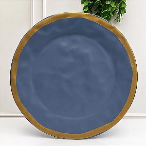 Porta torta pé azul filete amassado