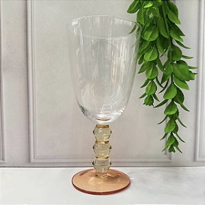 Taça vidro haste colorida laranja c/ amarelo (420 ml)
