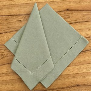 Guardanapo linho ponto Ajour verde malva 44x44 cm